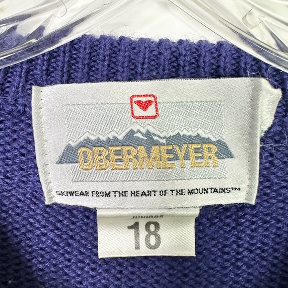 Vintage 80s Obermeyer Kids Sweater Size 18 Blue Skiwear - Picture 3 of 5